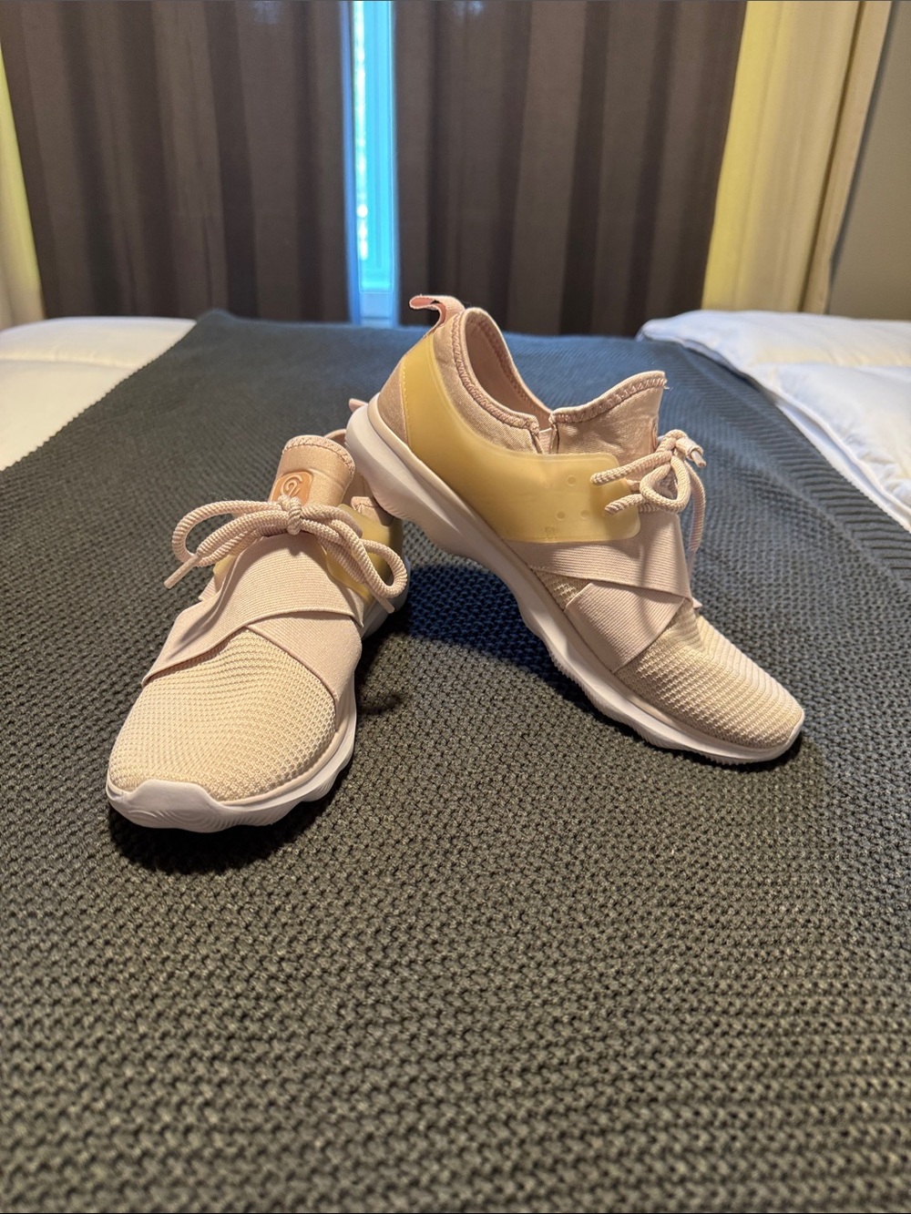 Champion Women's Light Pink and Pale Yellow Slip-On Athletic Sneakers